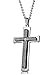 FUNRUN Stainless Steel Mens English Lord's Prayer Black Cross Pendant Necklace,Chain 24''