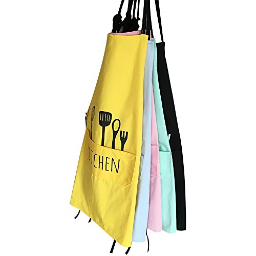 100% Cotton Cooking Kitchen Aprons Restaurant Apron for Women Men Chef,Waterproof Kitchen Apron with Big Pockets Adjustable Bib for Cooking, Crafting, Gardening Restaurant 5 Color