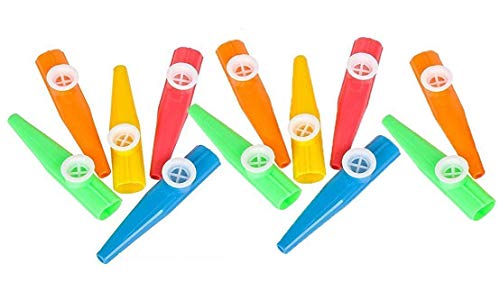 Kicko Plastic Kazoo - 12 Pack Assorted Colors - for Birthday Gift, Party Favor Bags, Goody Bag Stuffers.