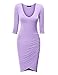 CTC WDR940 Womens Deep V Neck 3/4 Sleeve Tulip Bodycon Dress M Lilac