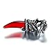 BOHO Jewelry Mens Stainless Steel Pendant Necklace Crystal Silver Dragon Wolf Tooth Tribal (Red)
