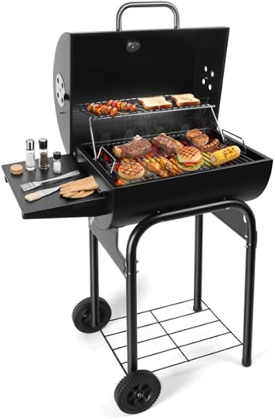 Sunlifer Charcoal BBQ Grill Smoker Barrel Portable Large