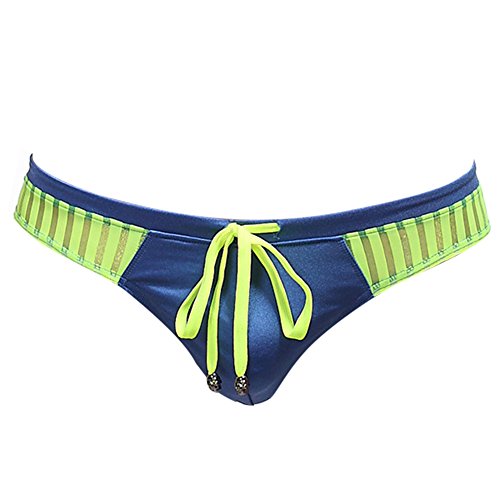 sandbank Men's Sexy Low Rise Mesh Thong Swim Briefs (Asian Tag XL Waist:33