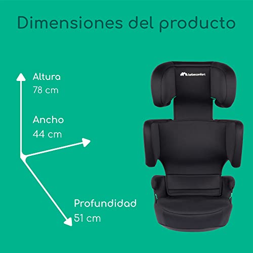 RoadFix i-Size, Silla de Coche Elevador con Respaldo, 3,5-12 años (100-150 cm), Silla Coche ISOFIX, Plegable, Ligera (4,4 kg), 14 Posiciones Reposacabezas, Black Mist