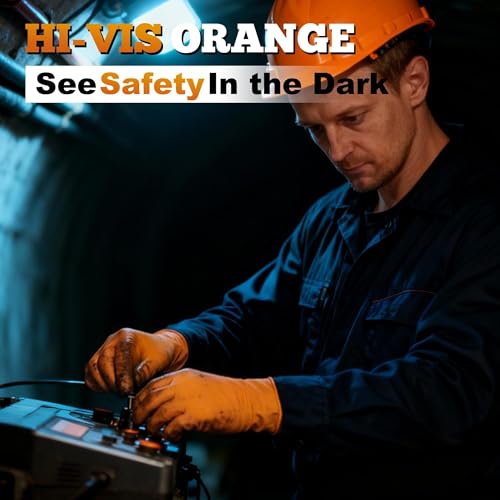 TitanFlex Thor Grip Heavy Duty Industrial Orange Nitrile Gloves with Raised Diamond Texture, 8-mil, Latex Free, Powder Free