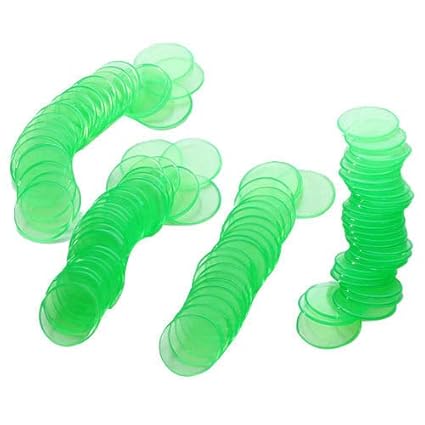 ELECTROPRIME 100pcs Plastic Count Bingo Chips for Bingo Cards Game Clear Green 3/4 inch