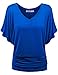 LL WT1038 Womens V Neck Short Sleeve Dolman Top M COBALT_BLUE