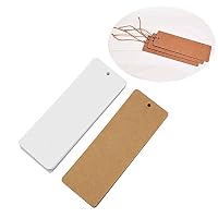 Creative ingenuity 48Pcs Blank Cardstock Bookmarks for DIY Projects and Gifts Tags,White/Brown (48Pcs Bookmarks with 48 Colorful Tassels or 5m Decorate Fine Hemp Rope) (Brown+Rope)