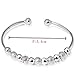 Jiayiqi Women Simple 925 Sterling Silver Color Beads Bangle Bracelet for Women