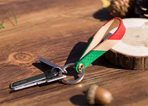 SENLLY Hand-Painted Lanyard Genuine Leather Handmade Man Woman Key Chain Holder With Brass Ring Durable Wristlet Strap for KeyChain, Car keys, Cell Mobile Phone, Charms, Lightweight Items