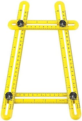 Angleizer Template Tool By Broni | Multi-Angle Measuring Ruler | Yellow with Metal Knobs & Bolts