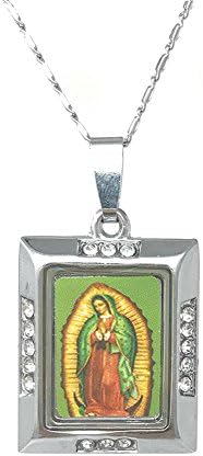 MOCAL Statement Virgin Mary Necklace Gold Retro Cross Jewelry For Women/Men Christian Pendant Necklace (Silver Virgin Mary)