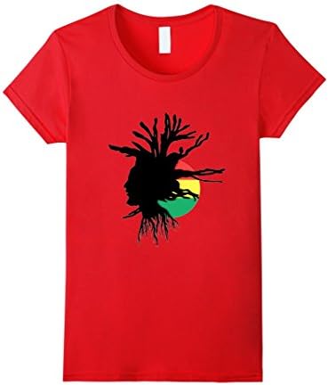 Womens Rasta Dreads Ethiopian Flag Reggae T-Shirt Large Red
