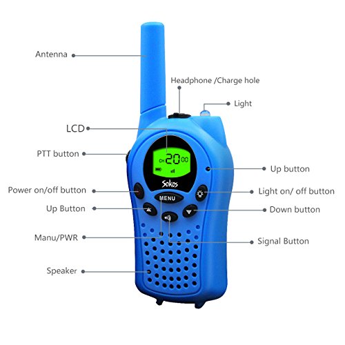 Walkie Talkies for Kids, 22 Channel Walkie Talkies 2 Way Radio 3 Miles (Up to 5Miles) FRS/GMRS Handheld Mini Walkie Talkies for Kids (Pair) (Blue)