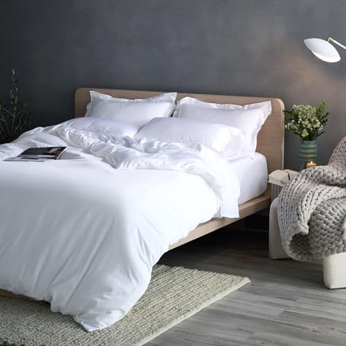 Hush Iced Sheet and Pillowcase Set | Queen | Includes One Fitted Sheet, One Top Sheet and Two Standard Pillowcases | Soft & Hypoallergic | 100% Organic Viscose Bamboo | White
