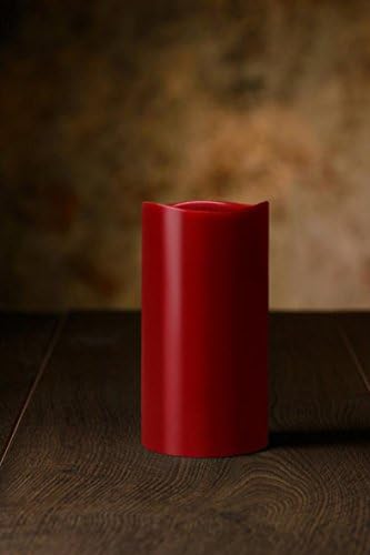 Veraflame Wavy Edge 6" LED Push Wick Candle, Real Red Wax