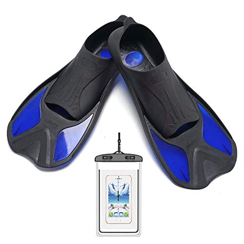 AmazeFan Swim Fins Snorkel Fins, Short-Blade Fluid Mechanics Design, Soft and Comfort Wearing Feeling, One Pair (US M 1.5-3/W 2.5-3.5)