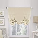 H.VERSAILTEX Beige Tie Up Curtains Blackout Thermal Insulated Energy Efficient Shade Home Decoration Solid Rod Pocket Window Treatment for Kids' Room, Highly Durable (42W x 63L, Set of 1)