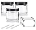 JUVITUS Clear Thick Glass Straight Sided Jar - 2 oz / 60 ml (3 pack) Airtight Smell Proof BPA Free Lids