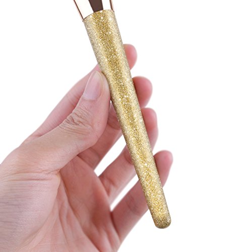 DUcare Professional Fan Makeup Brush Face Highlighting Make Up Cosmetic Tool Golden Glitter