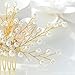 Unicra Wedding Leaf Decorative Hair Comb Bridal Hair Accessories with Pure Bead for Brides and Bridesmaids (Gold)