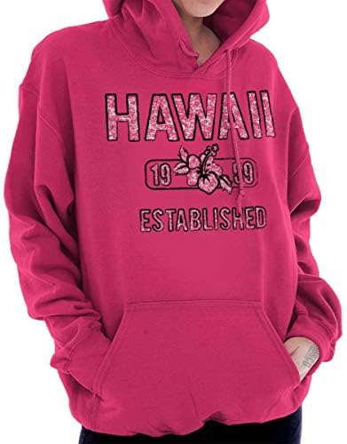 Hawaii Hibiscus Flower Distressed HI Hoodie Sweatshirt Women Men