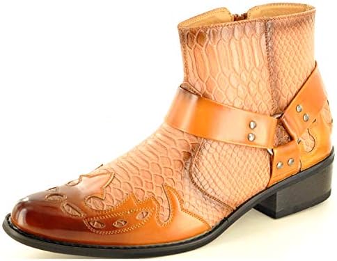My Perfect PairMens Snake Skin Full Zip Western Cowboy Ankle Boots
