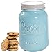 Mason Cookie Jar With Lid - Large Airtight Ceramic Kitchen Canister - Vintage Farmhouse Storage Jars with Lids - Rustic Decorative Air Tight Container For Cookies, Cracker, and Other Snacks (Blue)