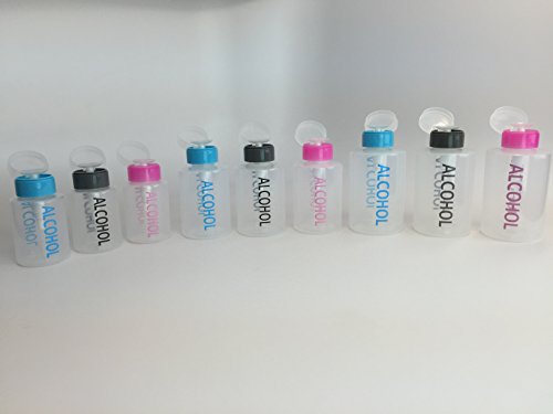 Beauticom XL Push Down Alcohol Dispenser- Clear Bottle- Labeled - 12 Oz Bottle (GRAY)