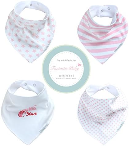 Baby Bandana Drool Bibs for Girls and Boys by Fantastic Baby 4 Pack Gift Set (Pink)