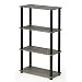 FURINNO Turn-S-Tube 4-Tier Multipurpose Shelf Display Rack, Square, French Oak Grey/Black primary