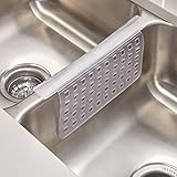 iDesign Euro Plastic Sink Saddle, Glassware and Sink Protector for Kitchen, Bathroom Pots, Pans, Dishes, 11" x 12", Clear