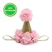 SIFAN Handmade First Birthday Hats for Baby Shower, Girls and Adults, Gold/Pink