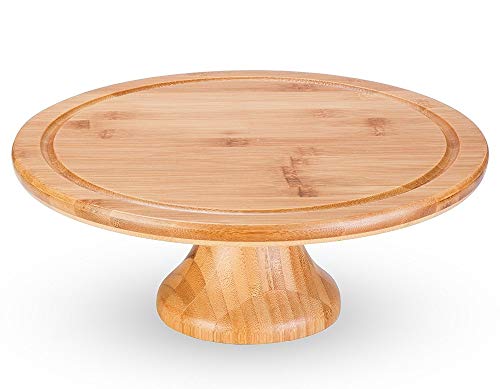 Premium Bamboo Cake Stand - 12 inch Cake Stand On Pedestal- Natural Bamboo Cake Decorating Stand - 100% Natural ideal for Use at Parties, Weddings, Restaurants - Thumbnail 5