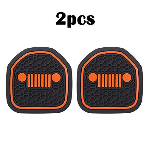 Auovo Auto Cup Holder Inserts Coaster Fit for Wrangler JL JLU 2018-2020 & 2020 Gladiator JT Cup Mat Pad Interior Decoration Accessories (Orange-Front Cup Holder Coasters 2 pcs)