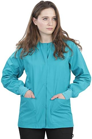 Womens Scrub Jacket Warm UP Jacket with Snaps Many Colors