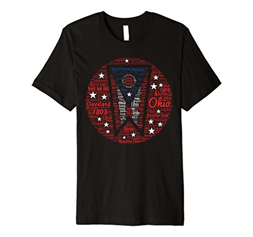 Ohio Flag Words Art Patriotic American Red White Blue TShirt