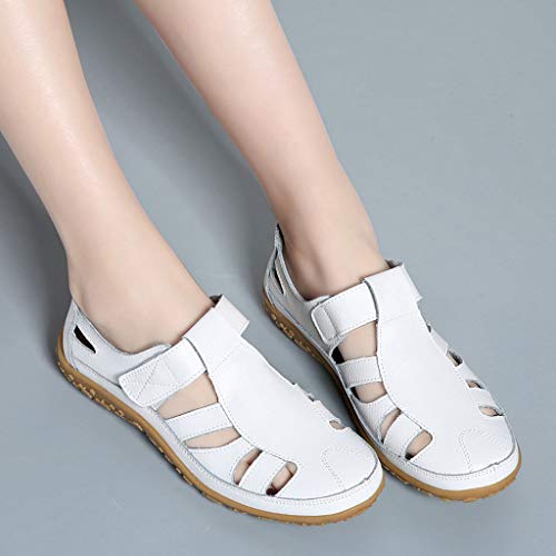 Women Soft Sandals,❤️FAPIZI Retro Closed Toe Versatile Flat Shoes Casual Comfy Breathable Walking Trekking Shoes Sandals White