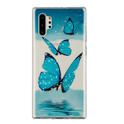 for Galaxy Note 10 Plus Case,3Cworld Ultra Thin Clear Art Pattern Crystal Gel TPU Rubber Flexible Slim Skin Soft Case for Samsung Galaxy Note 10 Plus/5G 2019 (Butterfly Ocean - Sky Blue)