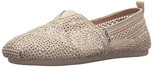 Skechers BOBS Women's Bobs Plush-Daisy Crochet Ballet Flat, Natural, 10 M US