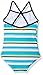 Kanu Surf Girls' Layla Beach Sport Banded 1 Piece Swimsuit, Bridget Aqua Stripe, 6
