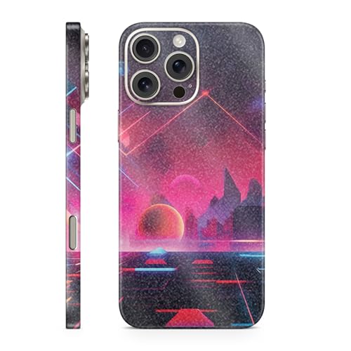 Glossy Glitter Phone Skin Compatible with Apple iPhone 16 Pro Max - Synthwave P…