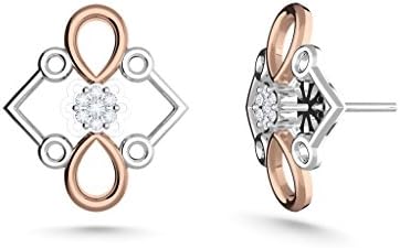 MEZZOTEK Women's 18K Stud Earrings (0.07 Carat, G-H Color, SI Clarity) White Rose - Gold