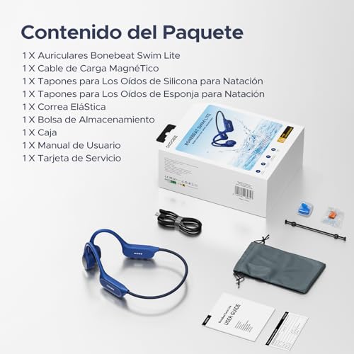 DOOGEEEco Bone Headphones IP68, 10H Battery, Bluetooth 5.4, Open Ear, MP3 Mode 32GB, Suitable for Running, Cycling and Underwater Swimming (Dark Grey)