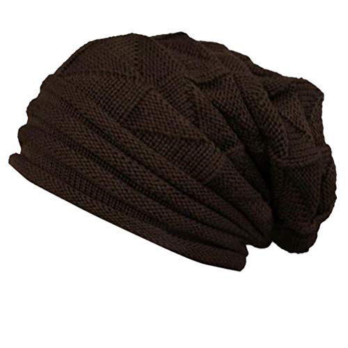 Women Cable Winter Crochet Hat Wool Knit Soft Beanie Warm Caps (Coffee)