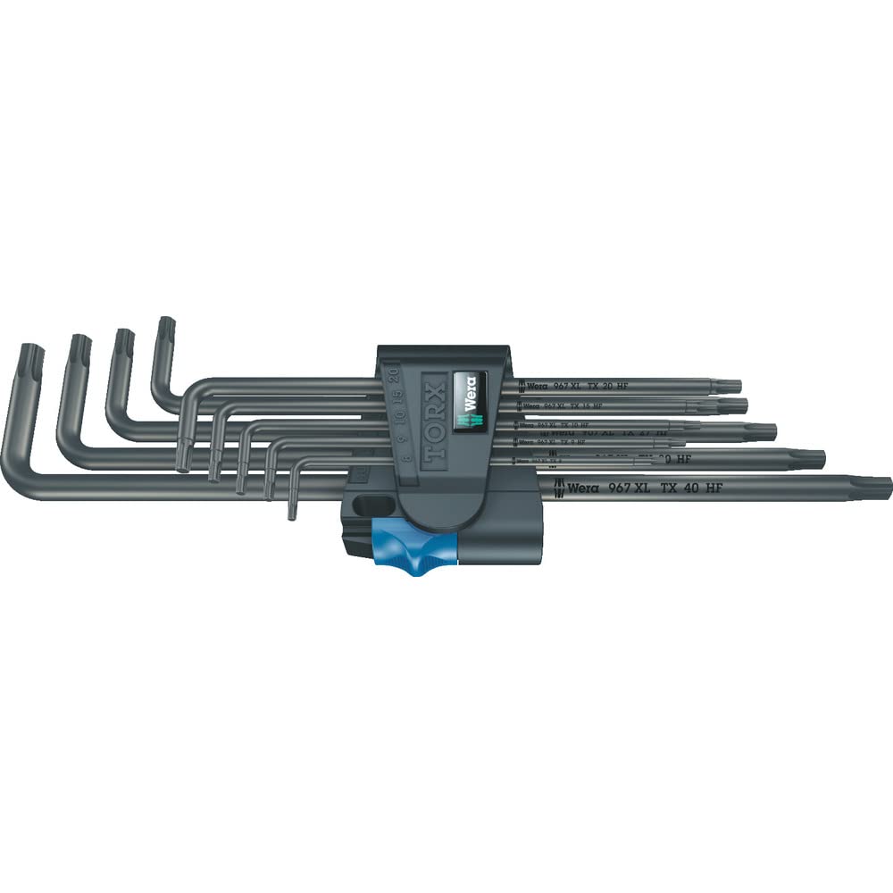 Wera 05024450001 967 TX XL Torx Holding Function Laser Long L-key set, Black, TX 8-40