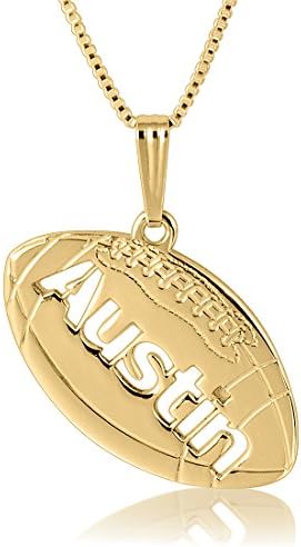 Gold Football Name Initial Personalized Necklace Pendant, Custom Made Any Name for Guy