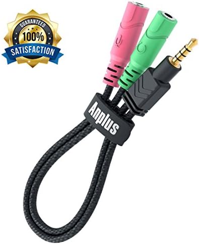 Headphone Splitter, Anplus Braided Nylon 3.5 Headphone Jack Splitter with Velcro Strap, 3.5mm Audio Splitter 1 Male to 2 Female for Xbox One PS4 Laptop or Ultrabook - 8Inch / 20CM Black