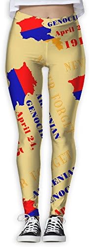 JCOE Yoga Armenian Genocide Never Forget Printed Women Stretchy Workout Running Yoga Pants Leggings Trousers