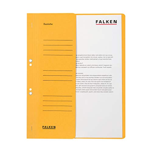 Exacompta - Ref 80000532001F - FALKEN - Eyelet Bottom-Up Flat Files - A4 (210 x 297mm) in Size, 250gsm Recycled Manilla, Half Cover for Identification - Yellow (Pack of 50)